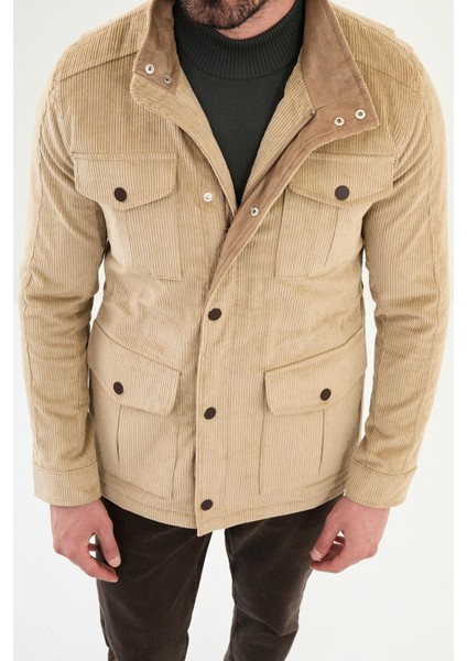 Çizgili Slim Fit Torba Cep Hakim Yaka Kadife Erkek Trenchcoat fiyatları