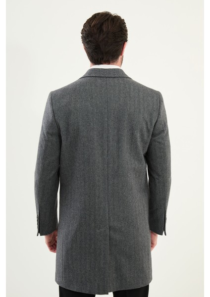 Desenli Slim Fit Mono Yaka Kaşe Erkek Kaban indirimleri