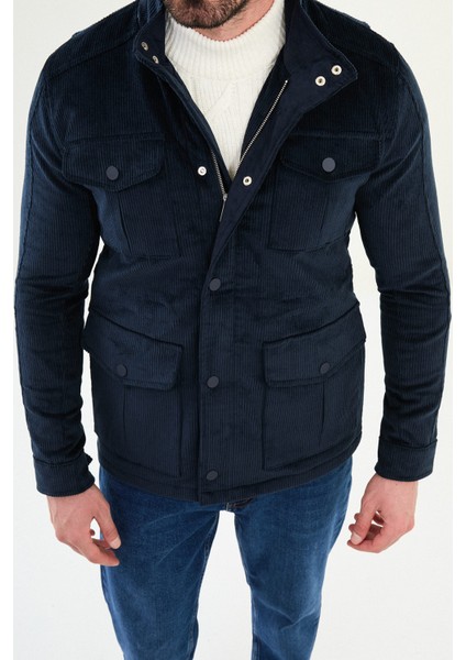 Çizgili Slim Fit Torba Cep Hakim Yaka Kadife Erkek Trenchcoat fiyatları