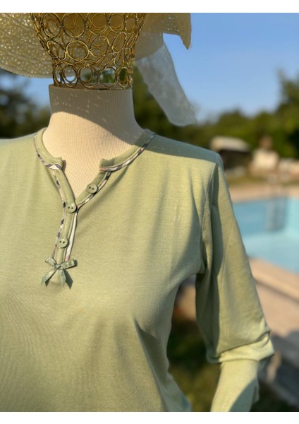 Kadın Mevsimlik Kışlık Ikili Pijama ve Gecelik Takımı Serin Tutan Doğal Bambu Kumaş, Büyük Beden Uzun Kollu