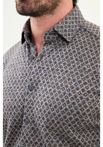 Desenli Slim Fit Uzun Kollu Oduncu Yün Erkek Gömlek fiyatları