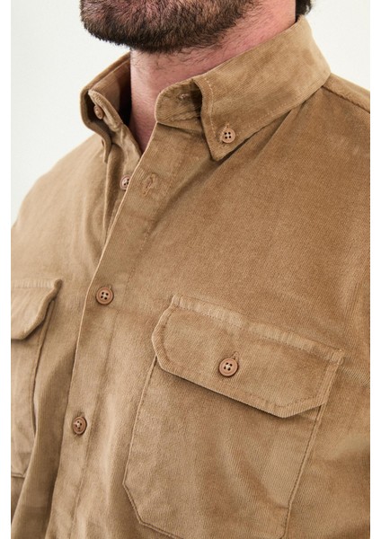 Düz Slim Fit Uzun Kollu Kadife Erkek Gömlek fiyatları