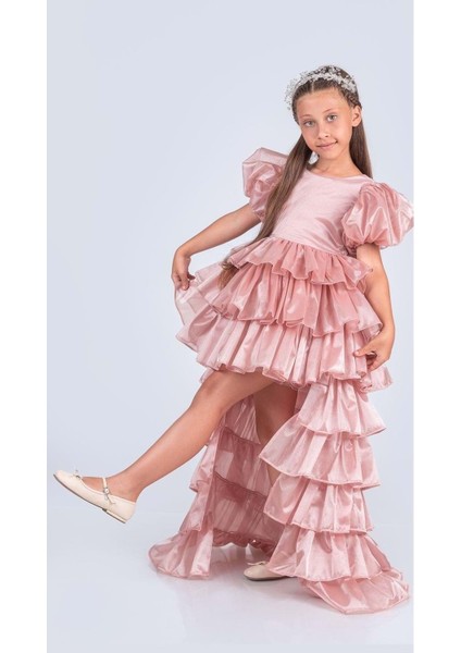 Kız Çocuk Eklenebilir Kuyruk Detaylı, Taçlı Aspendos Abiye Elbise M00758 fiyatları