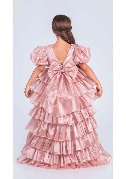 Kız Çocuk Eklenebilir Kuyruk Detaylı, Taçlı Aspendos Abiye Elbise M00758 modelleri