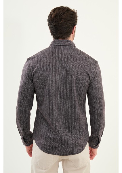 Çizgili Slim Fit Uzun Kollu Oduncu Yün Erkek Gömlek modelleri