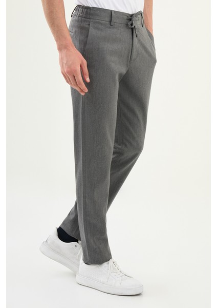 Düz Super Slim Fit Beli Lastikli Ipli Yün Erkek Pantolon modelleri