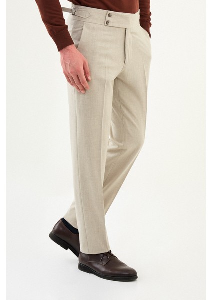Dokulu Slim Fit Kemerli Yün Erkek Pantolon modelleri