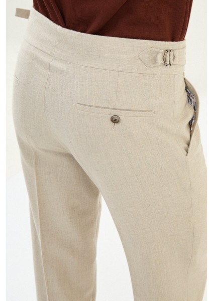 Dokulu Slim Fit Kemerli Yün Erkek Pantolon fırsatları