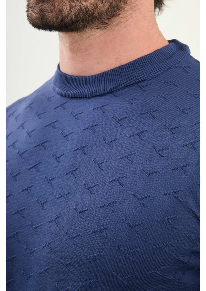 Desenli Slim Fit Bisiklet Yaka Erkek Triko Kazak fiyatları