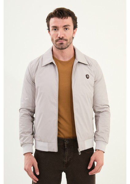 Düz Slim Fit Gömlek Yaka Erkek Mont