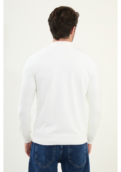 Düz Slim Fit Fermuarlı Polo Yaka Erkek Triko Kazak modelleri