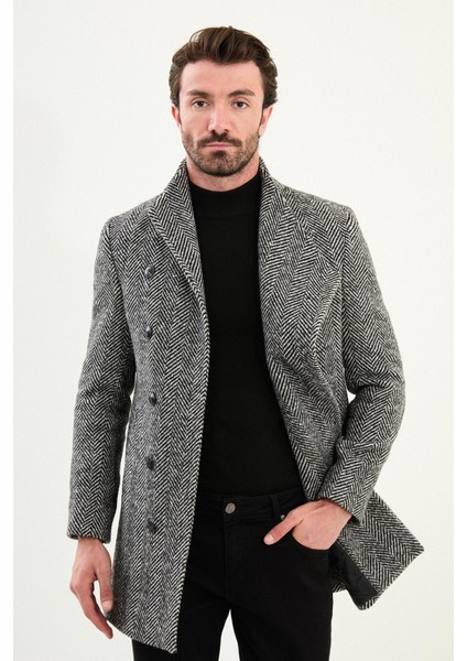 Balıksırtı Slim Fit Şal Yaka Kaşe Erkek Kaban fırsatları