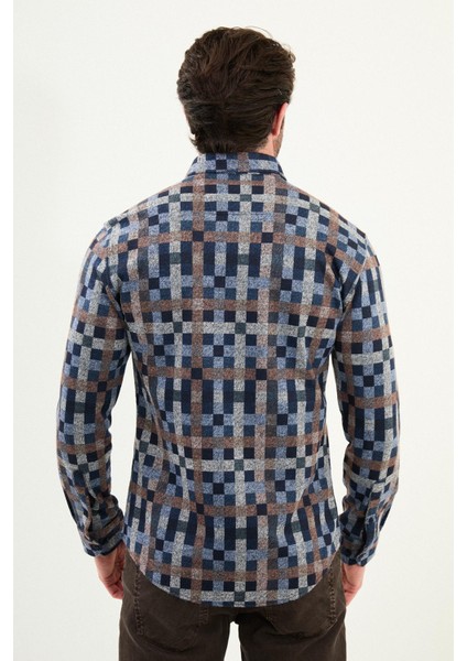 Desenli Slim Fit Uzun Kollu Oduncu Yün Erkek Gömlek modelleri