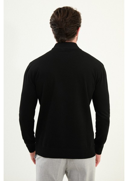 Çizgili Slim Fit Yarım Balıkçı Yaka Erkek Triko Kazak modelleri