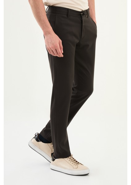 Düz Super Slim Fit Beli Lastikli Ipli Yün Erkek Pantolon modelleri