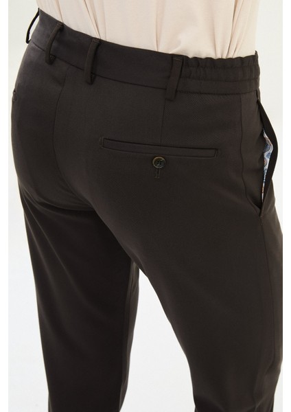 Düz Super Slim Fit Beli Lastikli Ipli Yün Erkek Pantolon fırsatları