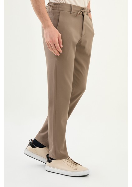 Düz Super Slim Fit Beli Lastikli Ipli Yün Erkek Pantolon modelleri
