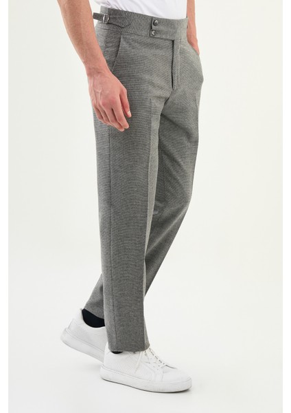 Kareli Slim Fit Beli Tokalı Yün Erkek Pantolon modelleri