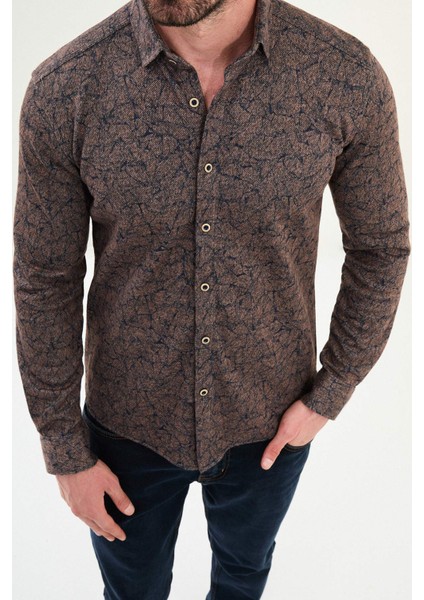 Desenli Slim Fit Yün Erkek Gömlek fiyatları