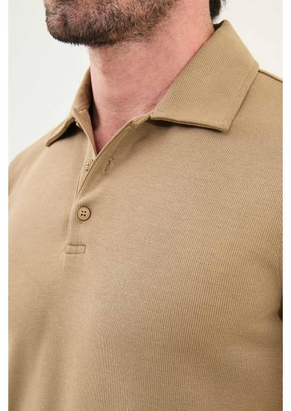 Çizgili Slim Fit Polo Yaka Uzun Kollu Pamuk Erkek T-Shirt fiyatları