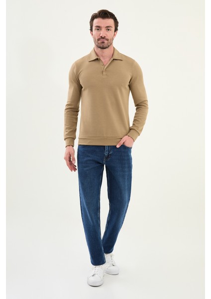 Çizgili Slim Fit Polo Yaka Uzun Kollu Pamuk Erkek T-Shirt modelleri