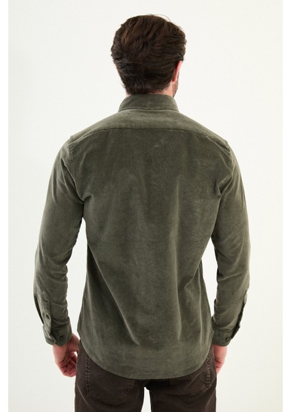 Düz Slim Fit Uzun Kollu Kadife Erkek Gömlek modelleri