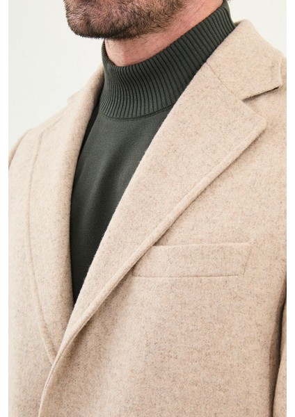 Düz Slim Fit Mono Yaka Klasik Yün Erkek Kaban fiyatları
