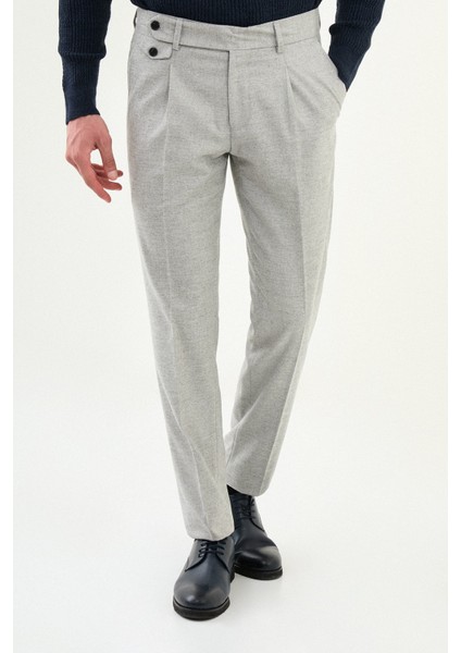 Dokulu Slimfit Pileli Erkek Pantolon