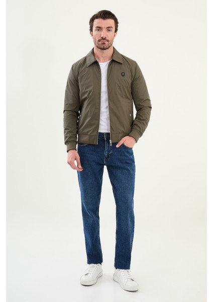 Düz Slim Fit Gömlek Yaka Erkek Mont modelleri