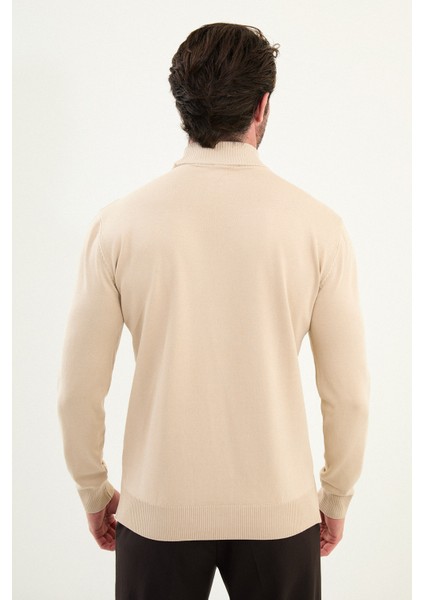 Çizgili Slim Fit Yarım Balıkçı Yaka Erkek Triko Kazak modelleri