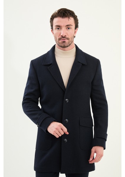 Düz Slim Fit Torba Cep Geniş Yaka Yün Erkek Kaban fırsatları