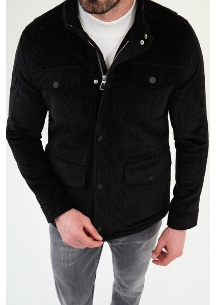 Çizgili Slim Fit Torba Cep Hakim Yaka Kadife Erkek Trenchcoat fiyatları