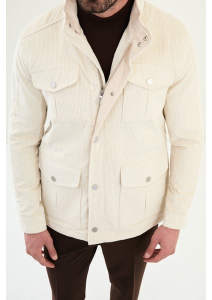 Çizgili Slim Fit Torba Cep Hakim Yaka Kadife Erkek Trenchcoat fiyatları