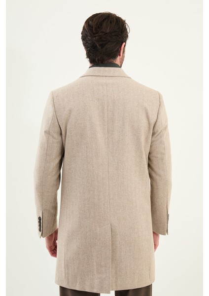 Desenli Slim Fit Mono Yaka Kaşe Erkek Kaban indirimleri