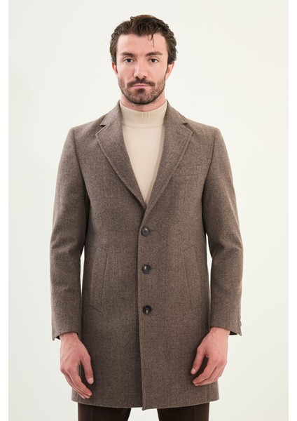 Desenli Slim Fit Mono Yaka Kaşe Erkek Kaban fırsatları