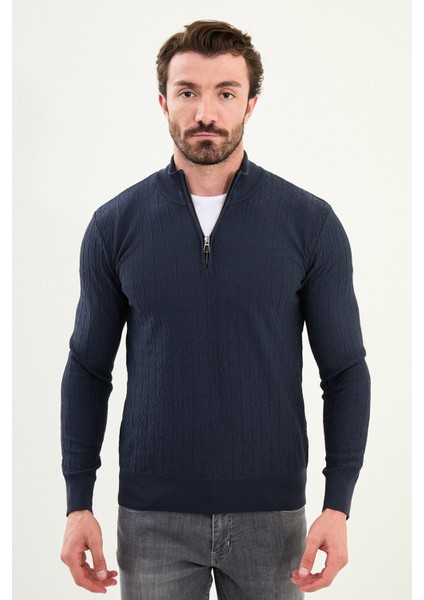 Triko Yarım Balıkçı Fermuarlı Yaka