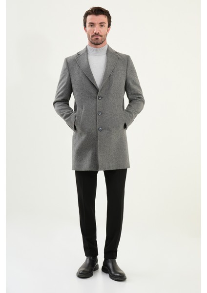 Düz Slim Fit Mono Yaka Klasik Yün Erkek Kaban modelleri