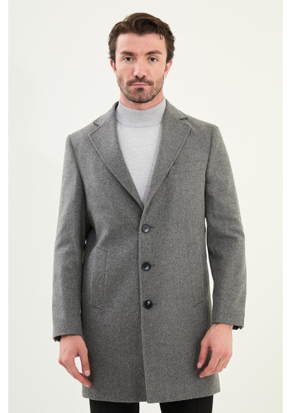 Düz Slim Fit Mono Yaka Klasik Yün Erkek Kaban fırsatları