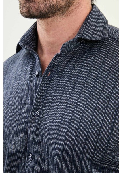 Çizgili Slim Fit Uzun Kollu Oduncu Yün Erkek Gömlek fiyatları