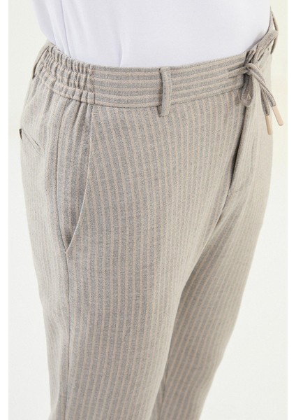 Çizgili Super Slim Fit Beli Lastikli Ipli Pamuk Erkek Pantolon fiyatları