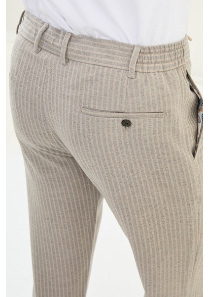 Çizgili Super Slim Fit Beli Lastikli Ipli Pamuk Erkek Pantolon fırsatları
