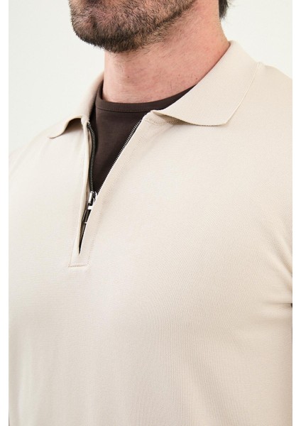 Düz Slim Fit Fermuarlı Polo Yaka Erkek Triko Kazak fiyatları