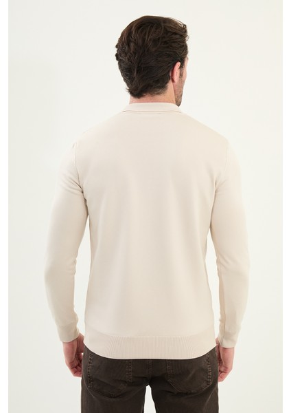 Düz Slim Fit Fermuarlı Polo Yaka Erkek Triko Kazak fırsatları