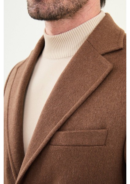 Düz Slim Fit Mono Yaka Klasik Yün Erkek Kaban fiyatları