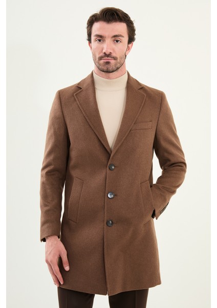 Düz Slim Fit Mono Yaka Klasik Yün Erkek Kaban modelleri