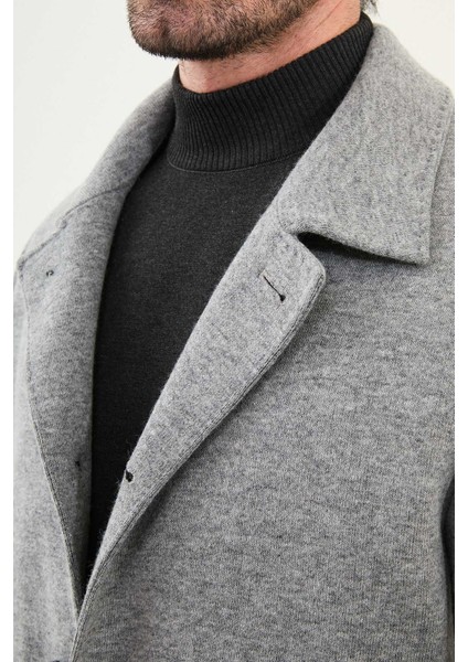 Düz Slim Fit Torba Cep Geniş Yaka Yün Erkek Kaban fiyatları