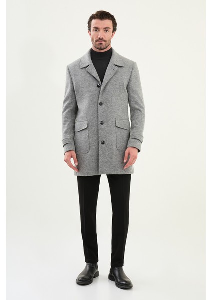 Düz Slim Fit Torba Cep Geniş Yaka Yün Erkek Kaban modelleri