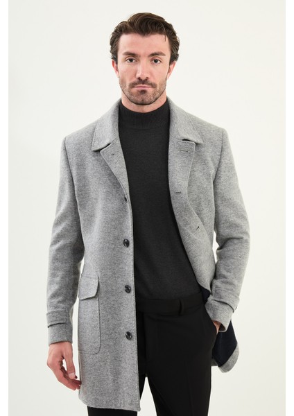 Düz Slim Fit Torba Cep Geniş Yaka Yün Erkek Kaban fırsatları