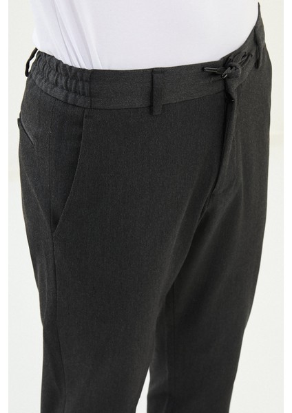 Düz Super Slim Fit Beli Lastikli Ipli Yün Erkek Pantolon fiyatları