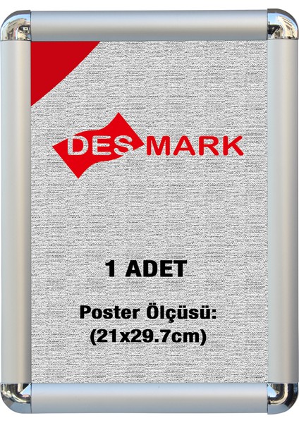 25 mm A4(21X29.7) Rondo Köşe Alüminyum Aç-Kapa Çerçeve – Poster & Afiş Çerçevesi (Gümüş Eloksallı)